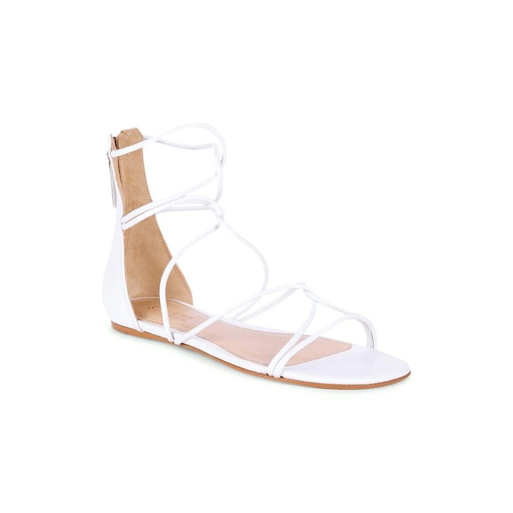 Schutz Fabia White Leather Gladiator Sandal Back Zip Size 9B - Picture 2 of 11